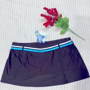 St. John's Bay Swim Collections Brown Aqua Belt Women's Belted Skirtini Size 14